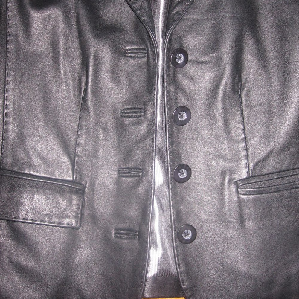 Sonoma Black Leather Womens Blazer - Picture 3 of 5